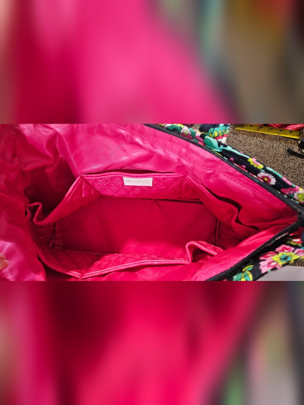 Vera Bradley Quilted Floral Paisley Tote Bag in Black and Pink - Picture 5 of 5